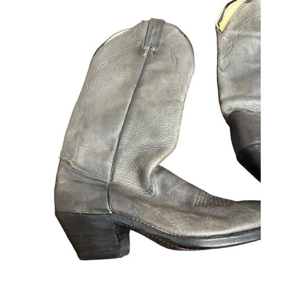 Abilene Men’s Western Gray Leather   Mid -Calf Boots - Picture 7 of 14